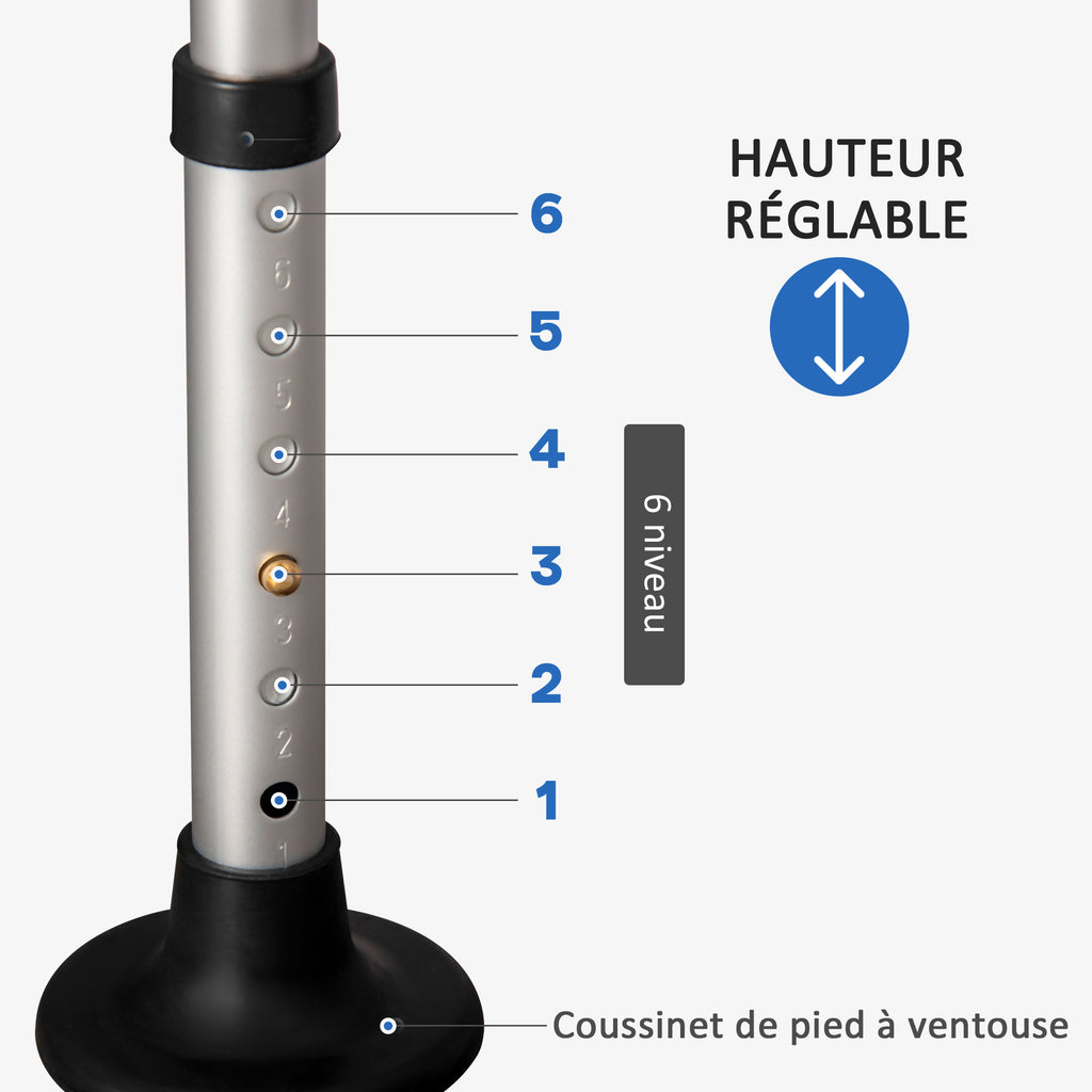 Chaise de douche réglable avec dossier et accoudoirs rabattables