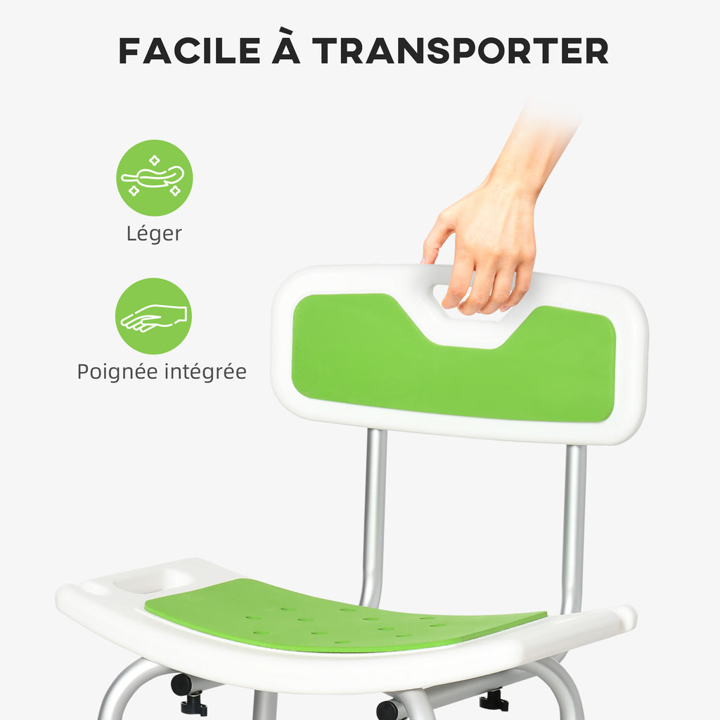 Tabouret de douche réglable avec support de pommeau