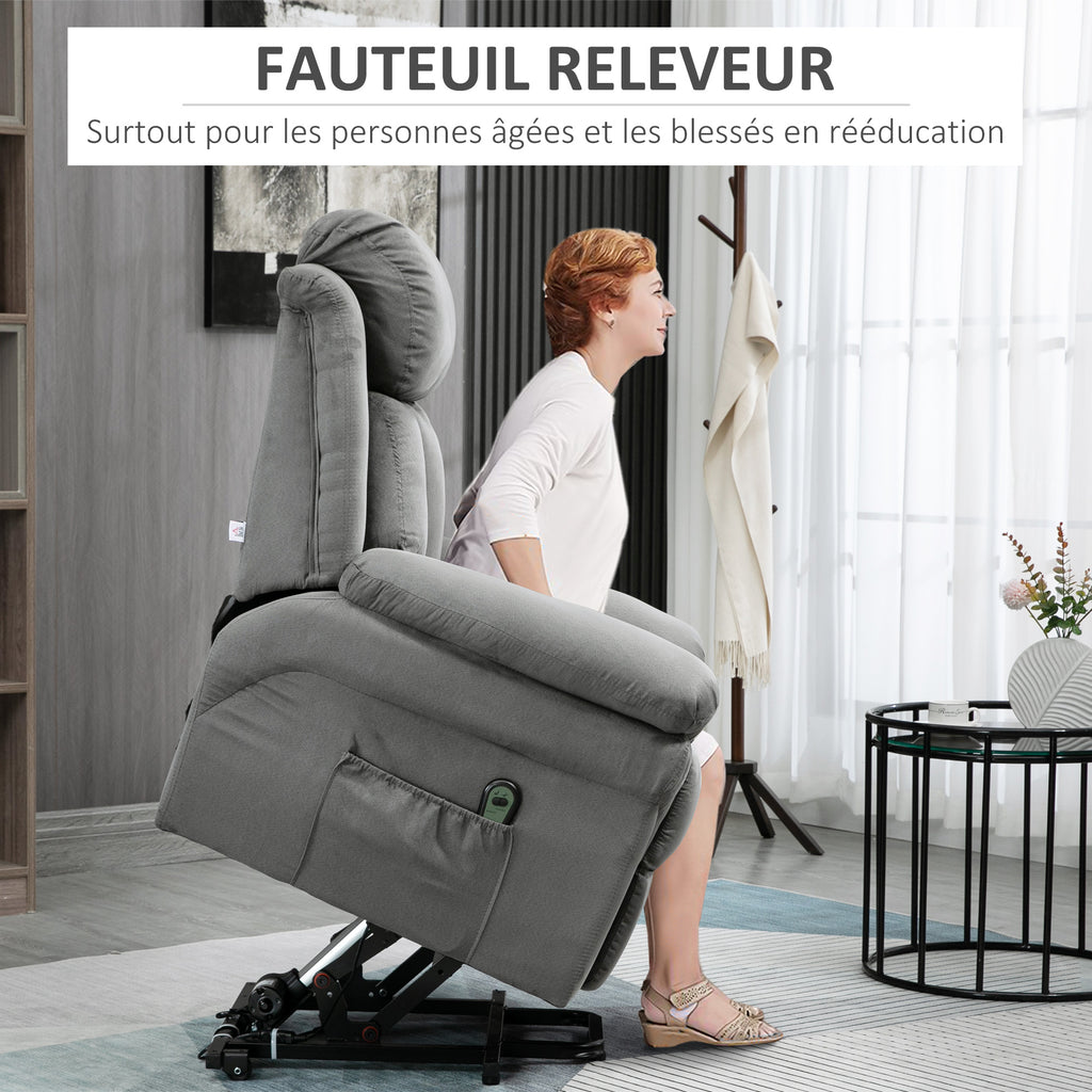 Fauteuil de Relaxation électrique Fauteuil releveur inclinable avec Repose-Pied Ajustable gris-3