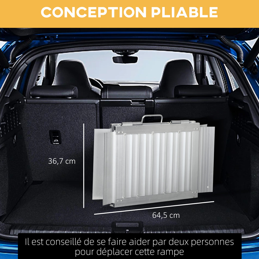 Rampe de fauteuil roulant pliable en alliage d'aluminium antidérapante, avec poignées, charge max. 272 kg, noir-6