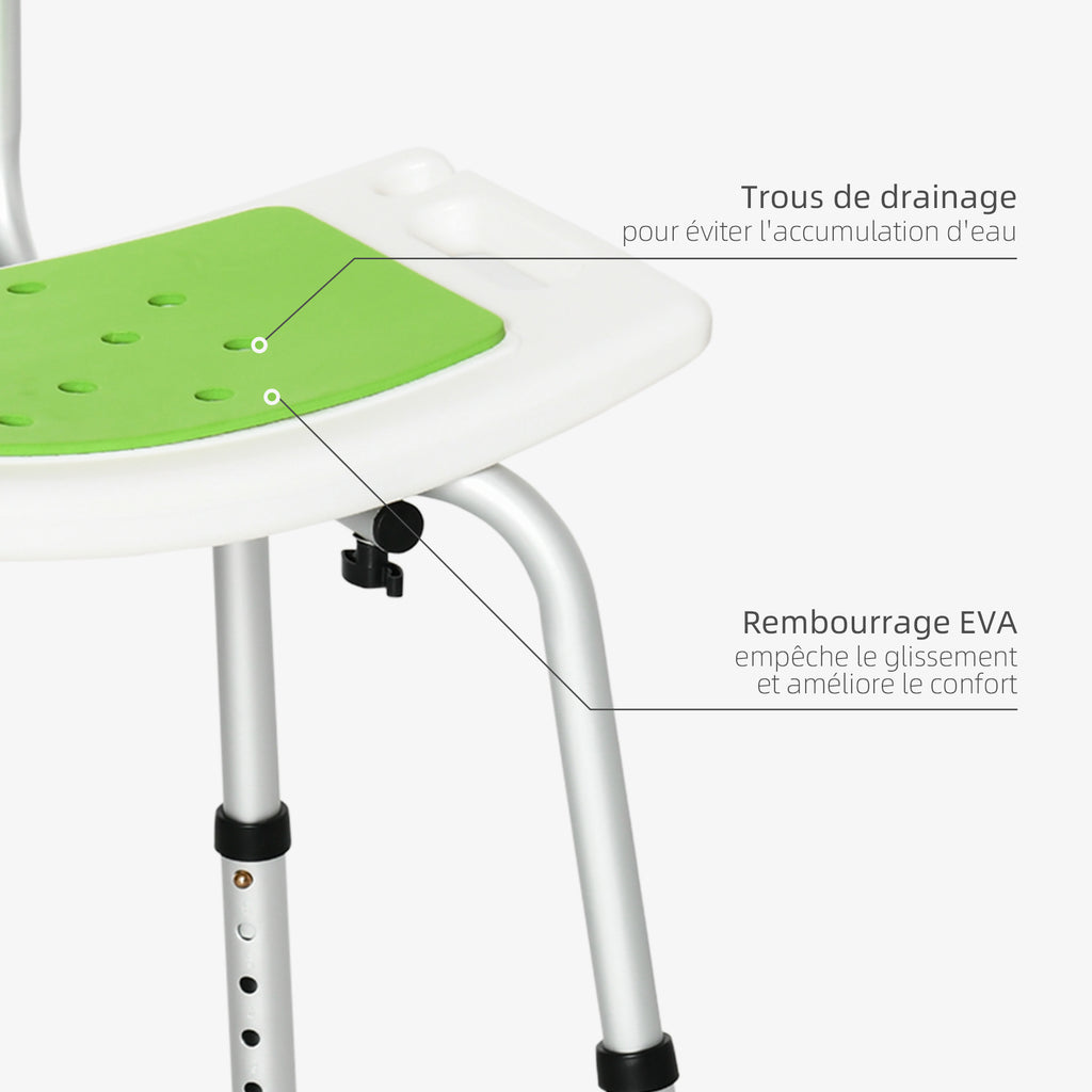 Tabouret de douche réglable avec support de pommeau