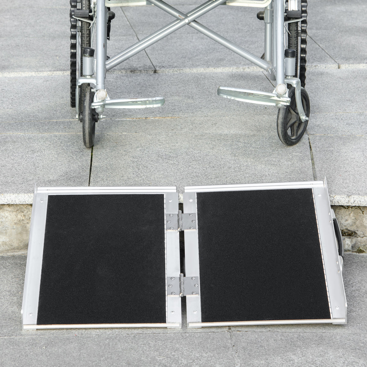 Rampe de Fauteuil Roulant Rampe de Chargement Rampe d'accès antidérapante Pliable avec Bordures de sécurité alu. Noir-7