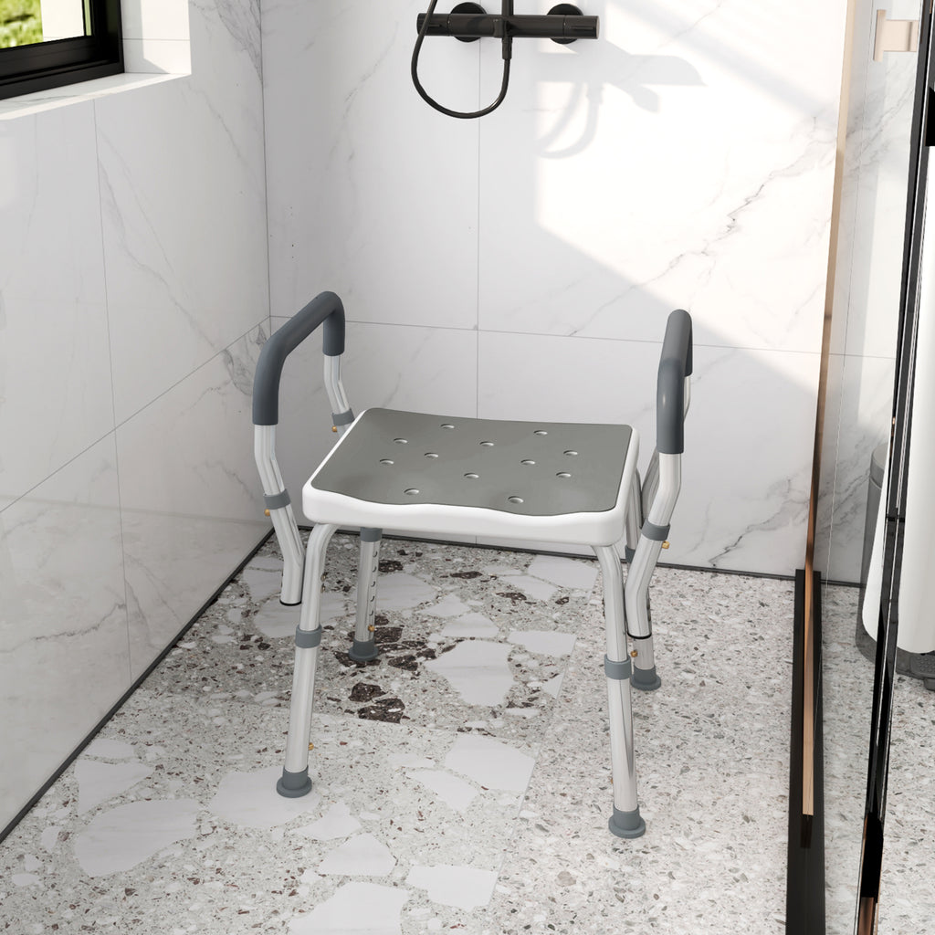Tabouret de douche réglable avec accoudoirs