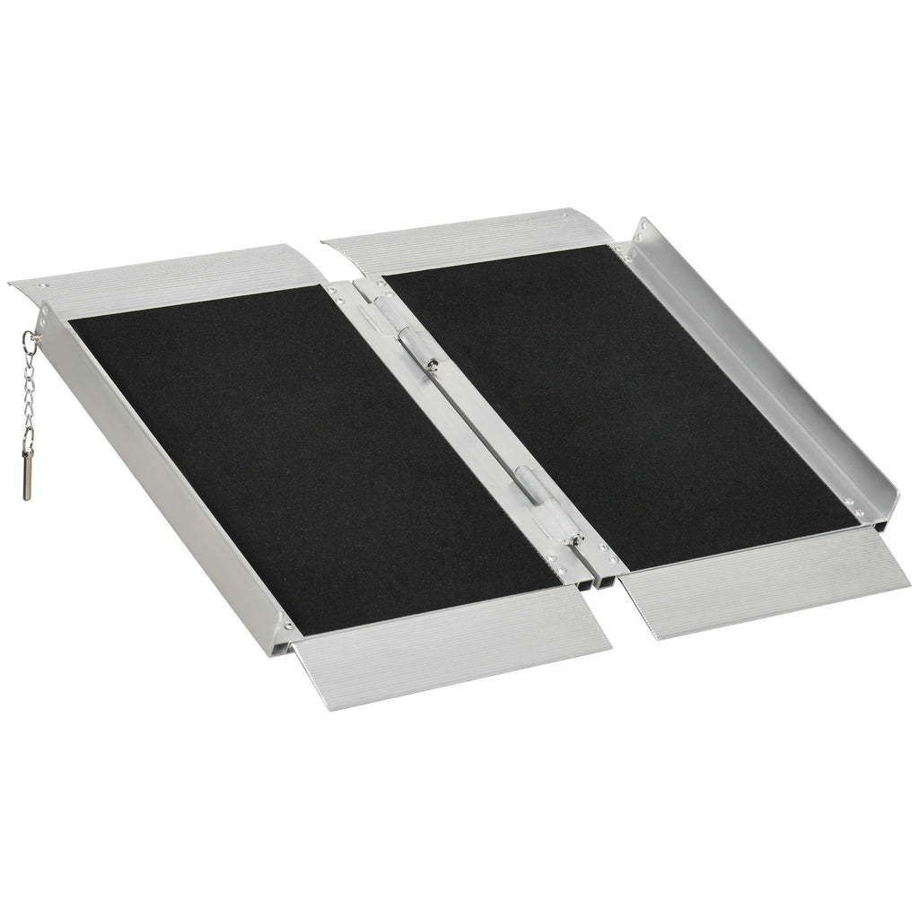 Rampe de fauteuil roulant pliable en alliage d'aluminium antidérapante, avec poignées, charge max. 272 kg, noir-0