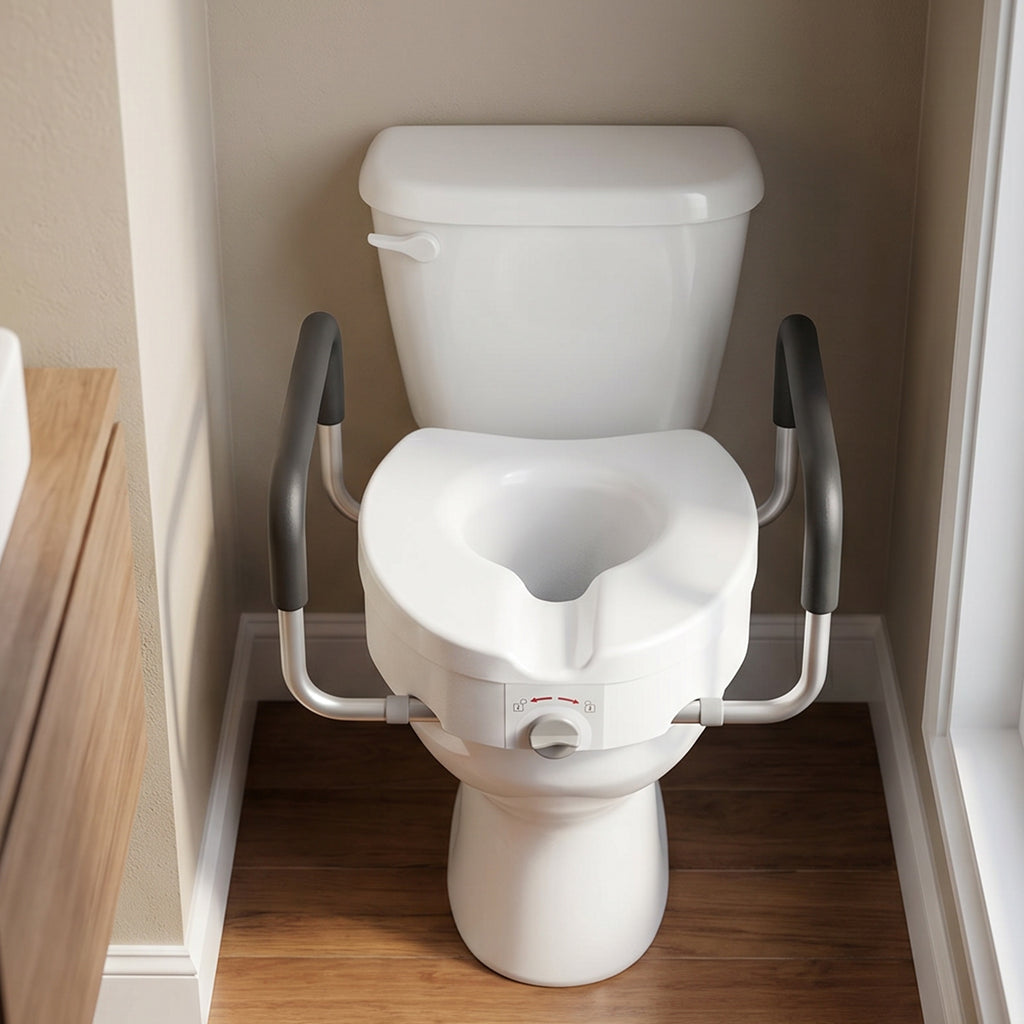 Rehausseur WC avec accoudoirs rembourrés