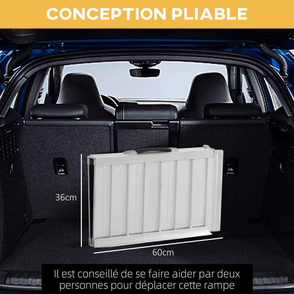 Rampe de Fauteuil Roulant Rampe de Chargement Rampe d'accès antidérapante Pliable avec Bordures de sécurité alu. Noir-5