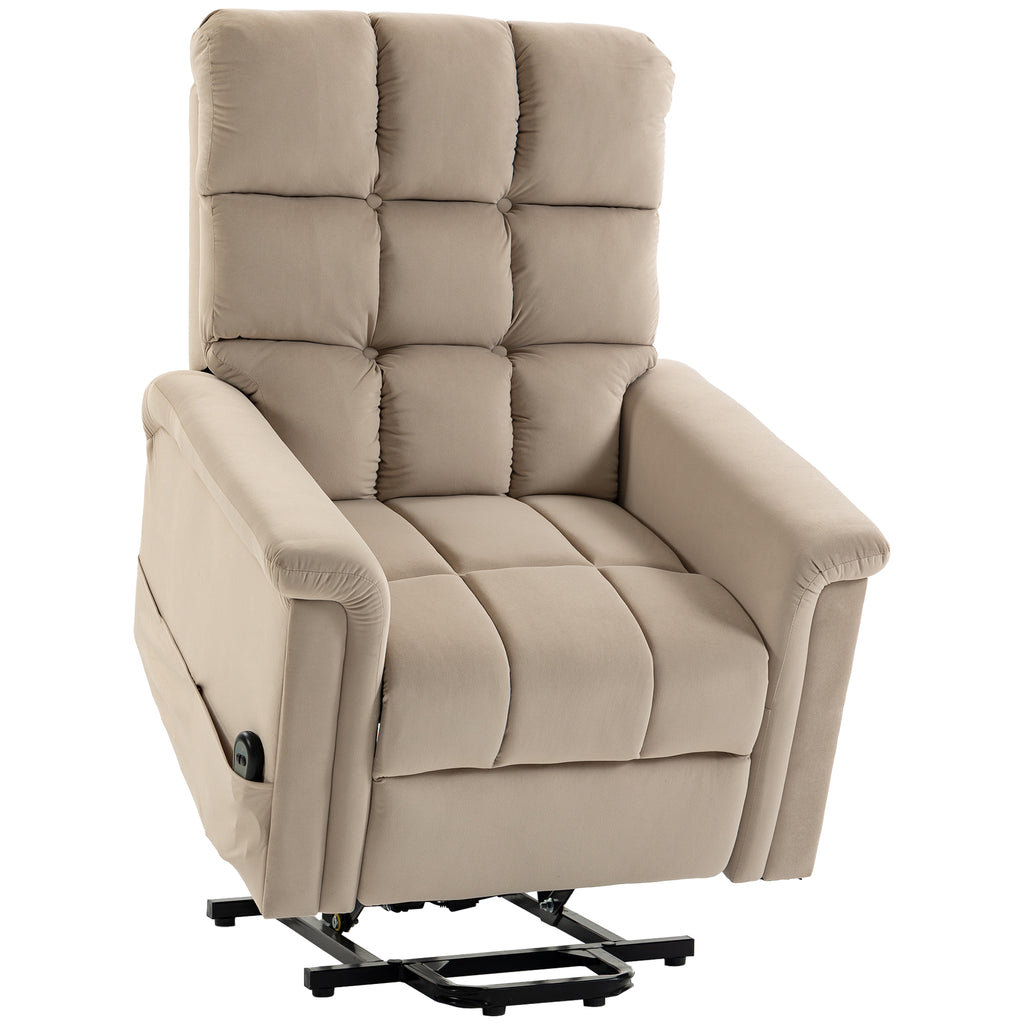 Fauteuil releveur électrique en velours avec télécommande – marron