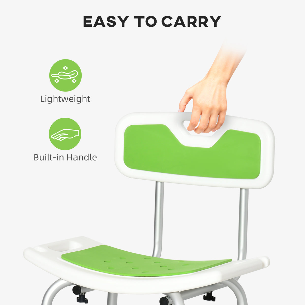 Tabouret de douche réglable avec support de pommeau