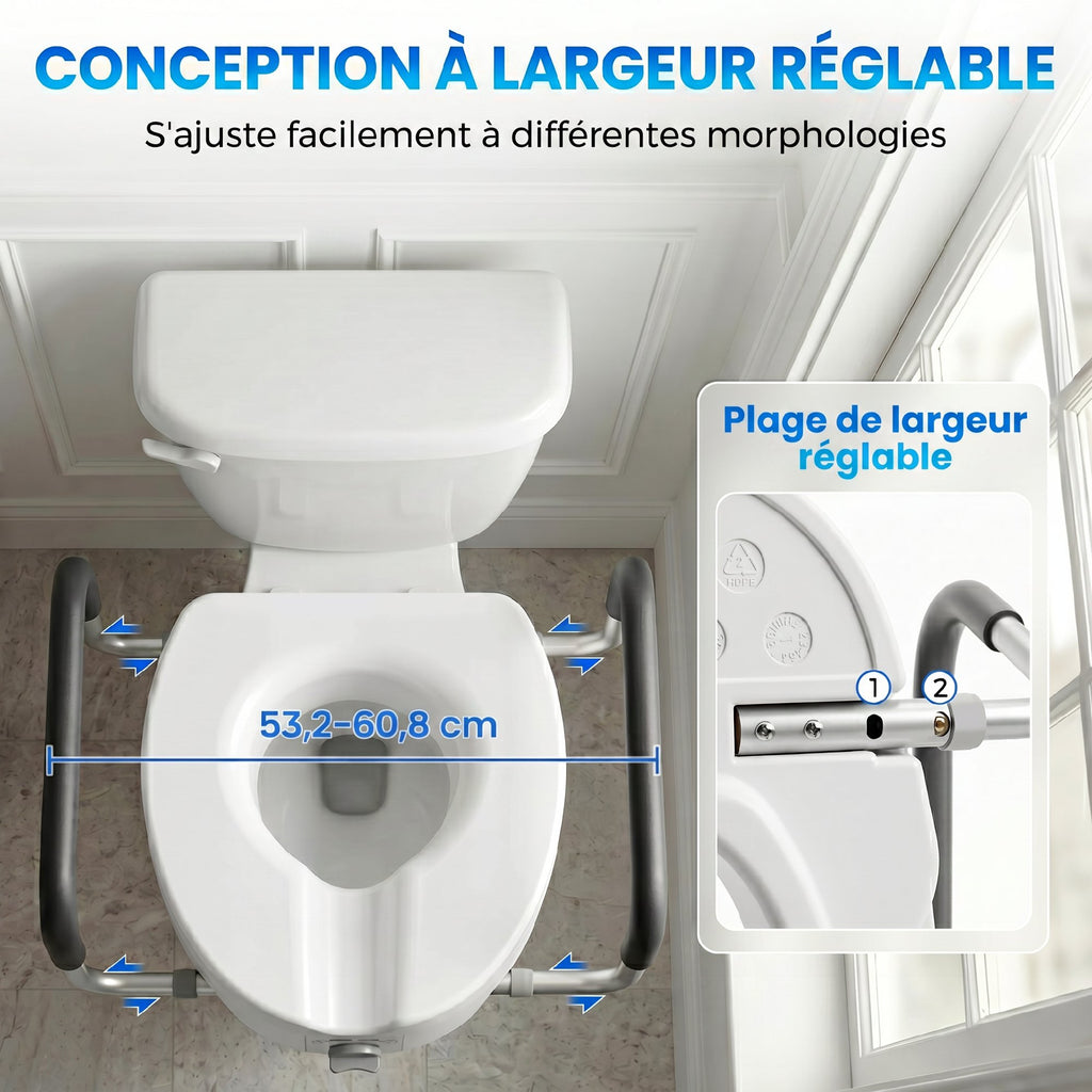 Rehausseur WC avec accoudoirs rembourrés