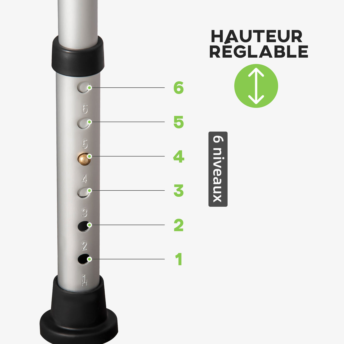 Tabouret de douche réglable avec support de pommeau