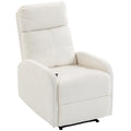 Fauteuil Relax Inclinable, Fauteuil de Relaxation en Peluche Teddy, Assise à Ressorts, Accoudoirs Rembourrés, Crème-0