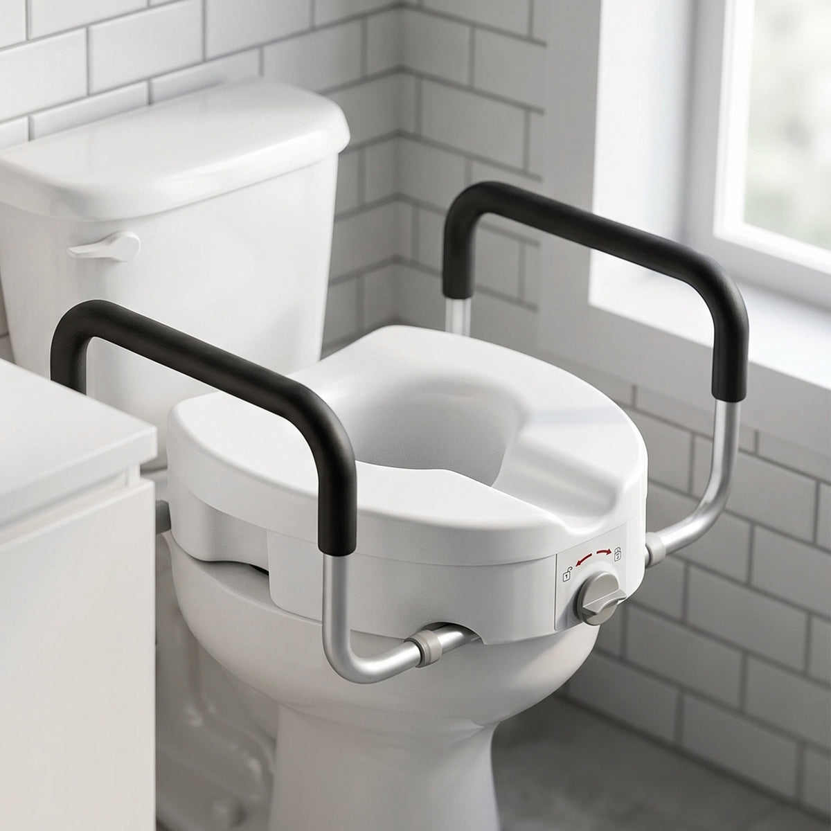 Rehausseur WC avec accoudoirs rembourrés