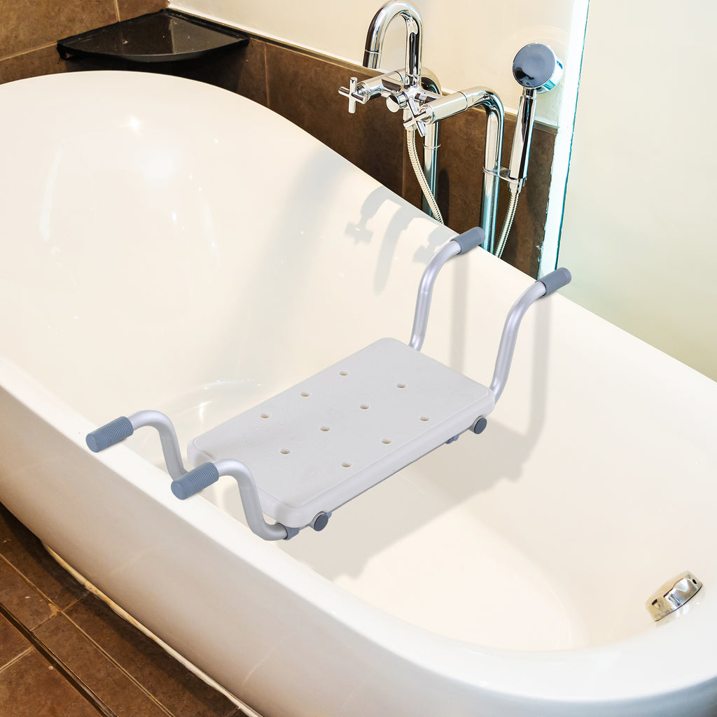 Siège Baignoire - siège Bain Suspendu réglable - Tabouret Salle Bain - 73-83x22x18cm - alu. HDPE Blanc-8