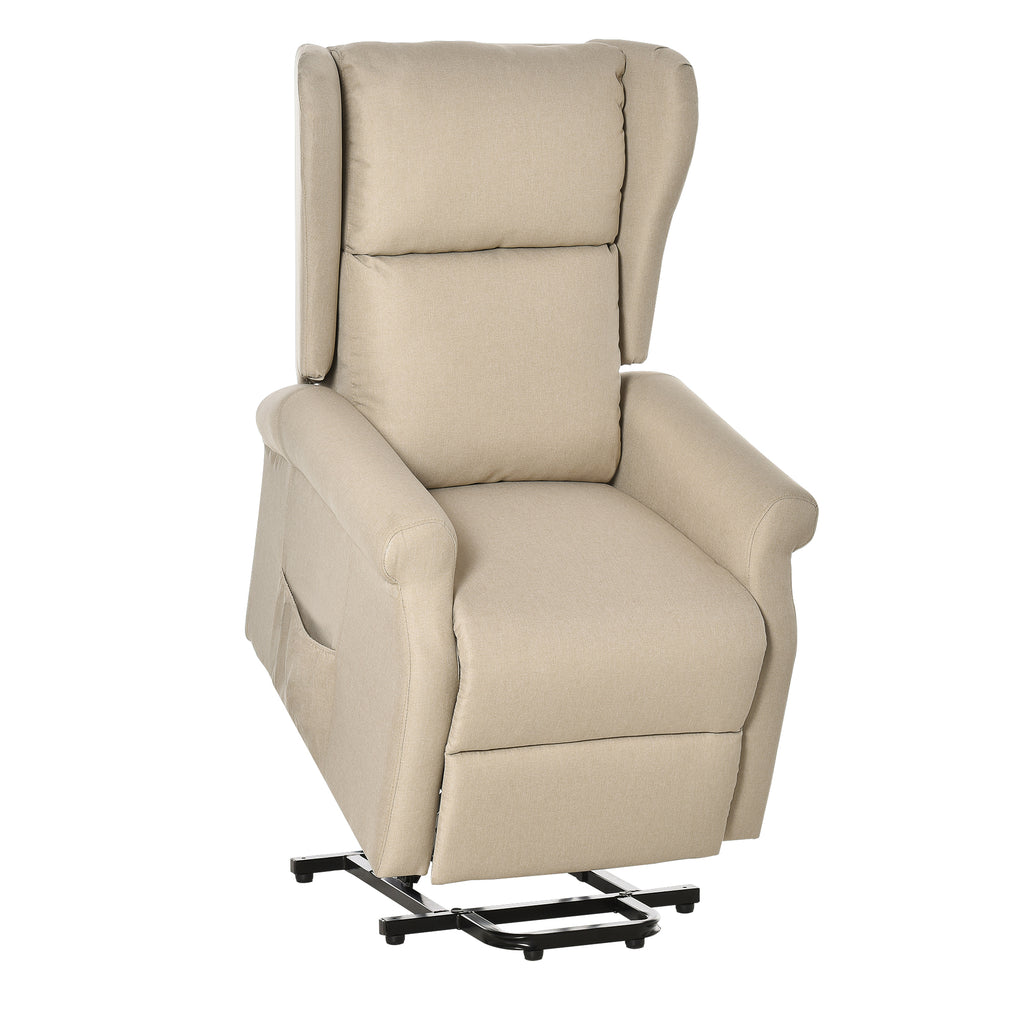 Fauteuil releveur électrique avec repose-pieds – lin crème